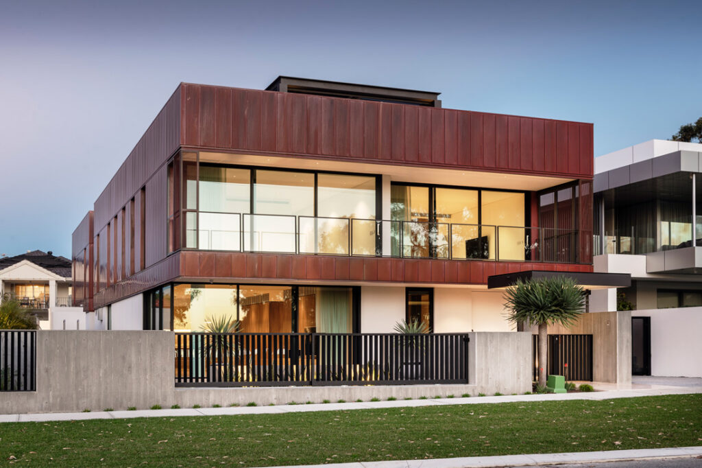 Copper Clad Home 1|Copper Clad Home facade|Copper Clad Home corner view|Copper Clad Home 4|Copper Clad Home plant|Copper Clad Home entrance|Copper Clad Home door|Copper Clad Home office windows|Copper Clad Home office|Copper Clad Home fireplace|Copper Clad Home cava|Perth Custom Home kitchen|Perth Custom Home kitchen sink|Perth Custom Home kitchen sink|Copper Clad Home stairs|Copper Clad Home stairs|Copper Clad Home stairs|Copper Clad Home .18|Copper Clad Home sink
