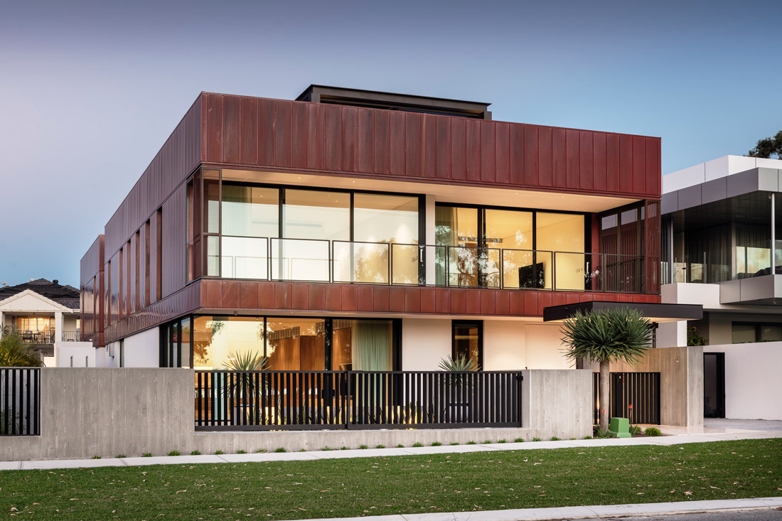 Copper Clad Home 1|Copper Clad Home facade|Copper Clad Home corner view|Copper Clad Home 4|Copper Clad Home plant|Copper Clad Home entrance|Copper Clad Home door|Copper Clad Home office windows|Copper Clad Home office|Copper Clad Home fireplace|Copper Clad Home cava|Perth Custom Home kitchen|Perth Custom Home kitchen sink|Perth Custom Home kitchen sink|Copper Clad Home stairs|Copper Clad Home stairs|Copper Clad Home stairs|Copper Clad Home .18|Copper Clad Home sink