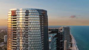 |||||||||||||||Lobby Restaurant Bentley Residences Miami|||Upper Level Lounge Area Bentley Residences Miami|Games Room Bentley Residences Miami