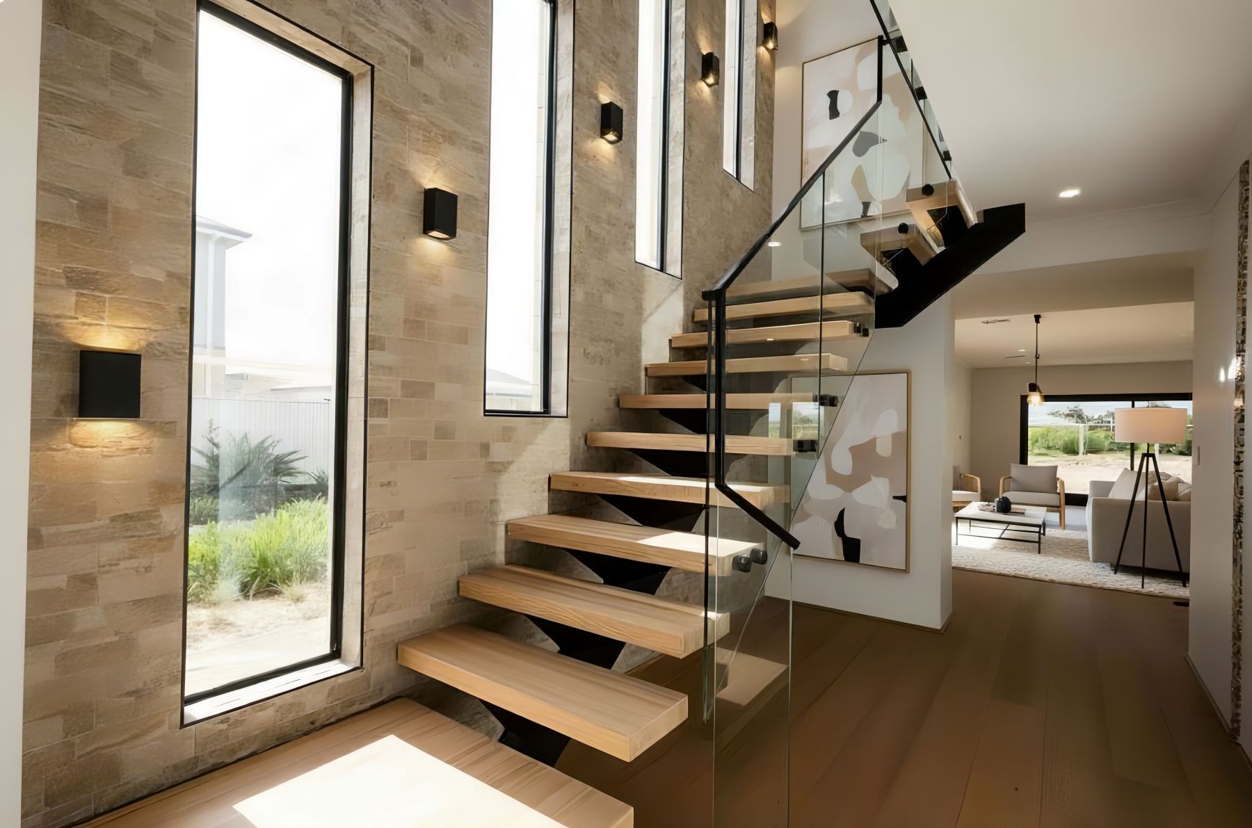 Custom Home Builders Golden Bay|Custom Homes Golden Bay|The Marillana|Sculptural staircase design|LEGO inspired home|Custom home Golden Bay|Custom LEGO architectural feature|||Custom Homes Golden Bay Staircase||||||