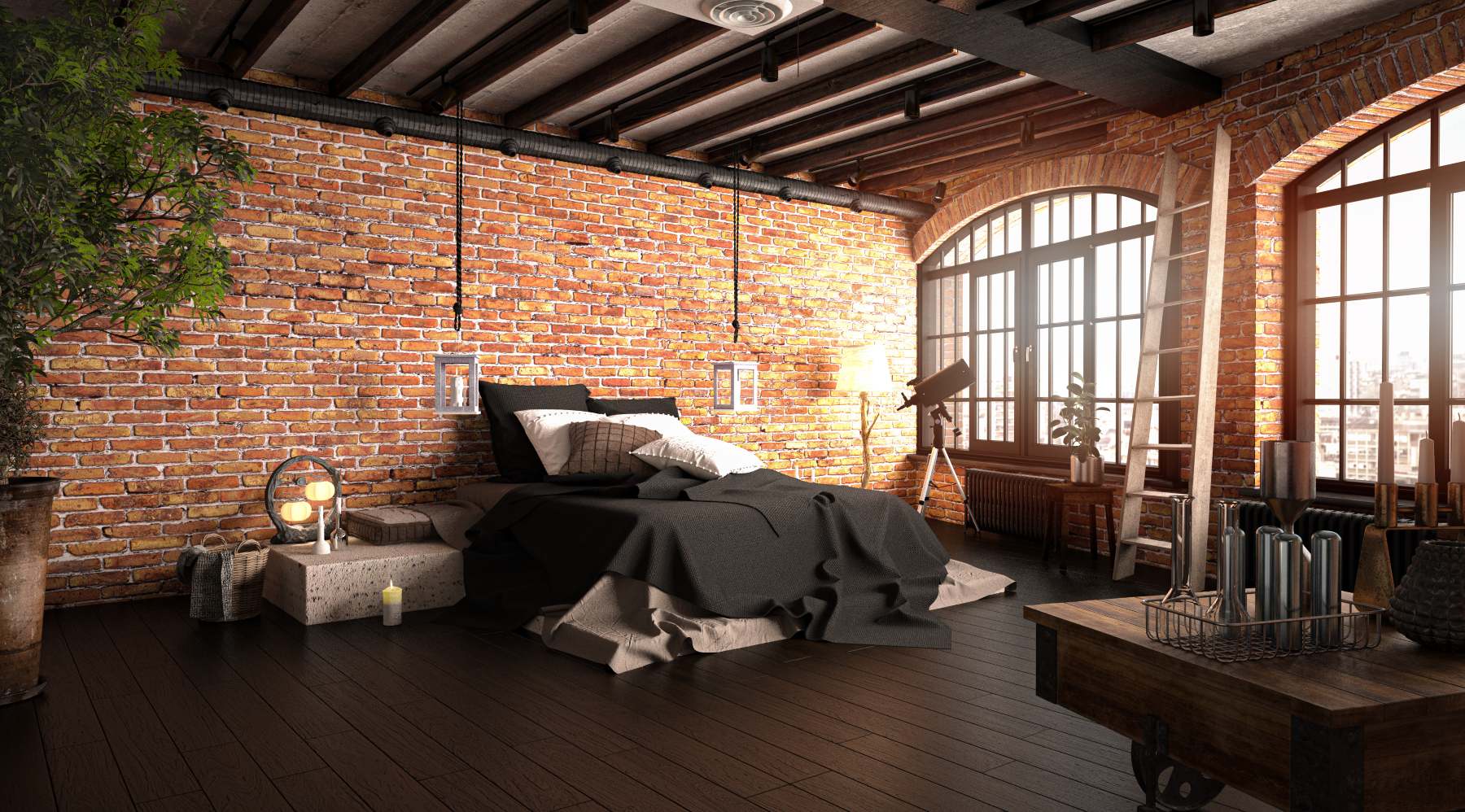 |modern brick house|Brick Wall Living Area