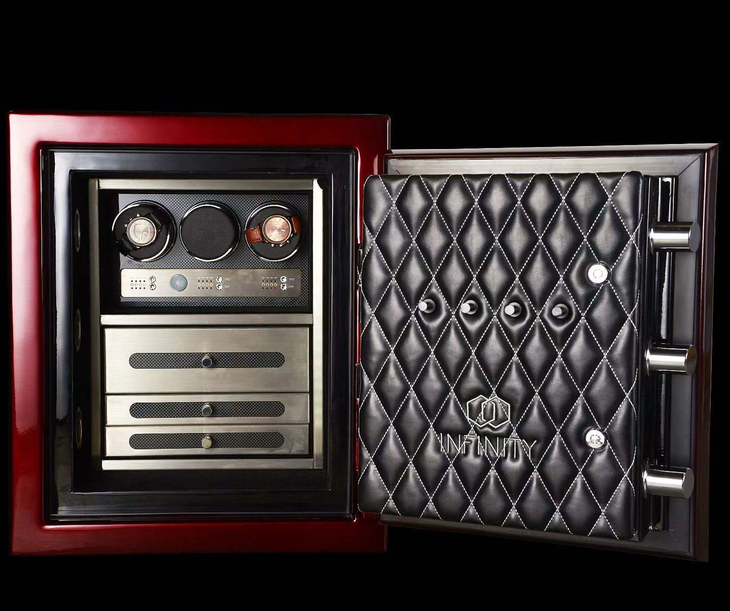 Infinity Safes|Bespoke home safe with fingerprint access by Infinity Safes|custom home safe|||signal blocking safe|biometric safe|custom safe designs|Luxury home safe by Infinity Safes with biometric access and signal-blocking technology|Infinity Safes High-security luxury safe for valuables|