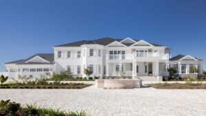 Luxury Hamptons Look Home In Brisbane|||||||||||||Hamptons Style Home in Raby Bay|Hamptons Look House with Tower|Hamptons Style Entry and Verandah|||French Doors and Windcows Hamptons Style|Hamptons Style Kitchen|Hamptons Style Bedroom|